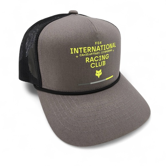 Fox Racing Club International Trucker Hat Grey Cali Coordinates Snapback Cap NEW - Picture 1 of 14